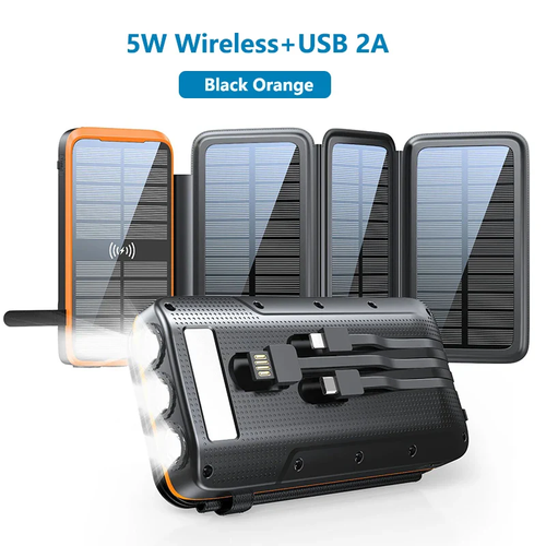 Waterproof Solar Power Bank 43800mAh Fast Wireless Charger