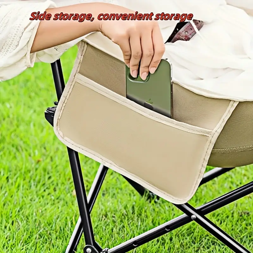 Portable High Backed Moon Chair, 90cm high and 45cm wide, suitable for camping, vacation, fishing, beach chairs, and holiday parties, folding outdoor chair