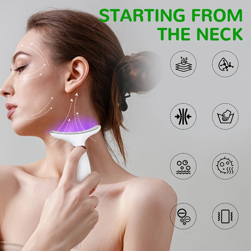 7-in-1 Beauty Neck & Face Massager - USB Rechargeable, Constant Temperature Heating & Vibration for Skincare - Perfect Gift for Women