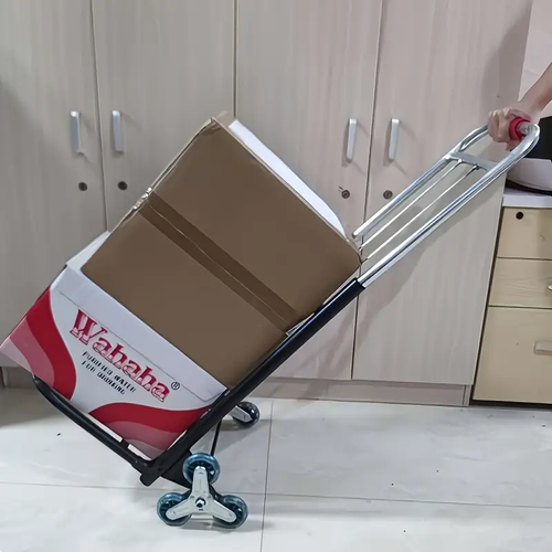 1pc Iron Folding Dolly Cart with Rubber Wheels - Portable Stair Climbing Design, Easy Lift & Carry, Effort-Saving for Moving and Shopping
