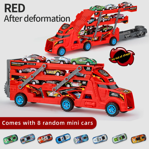 🔥🔥🔥JOVOW Kids Fire Truck Playset with Launching Mechanism, Extendable & Foldable, Includes 8 Mini Cars, Storage Organizer for Boys & Girls, Ideal Gift