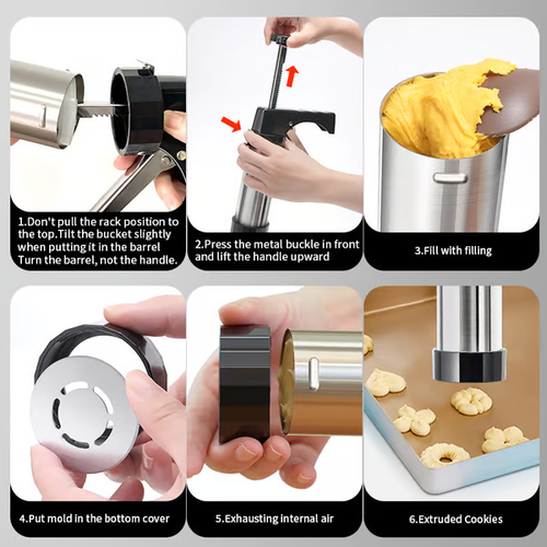 🔥Stainless Steel Cookie Pres with 13 Discs & 8 Nozzles🔥