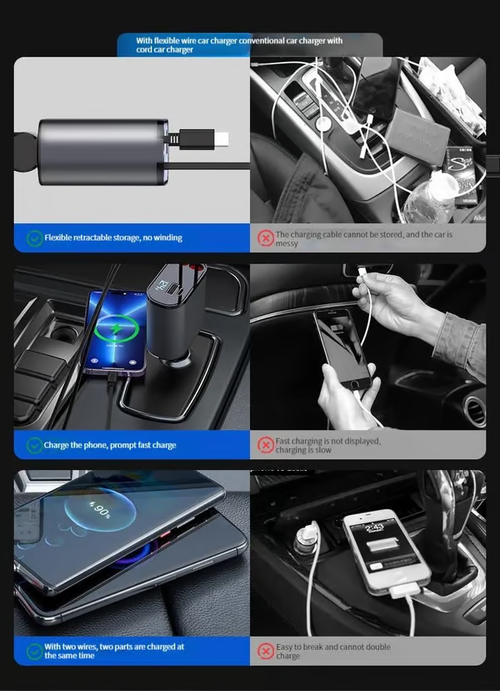 🌈🌈Fast Charge Retractable Car Charger🔥