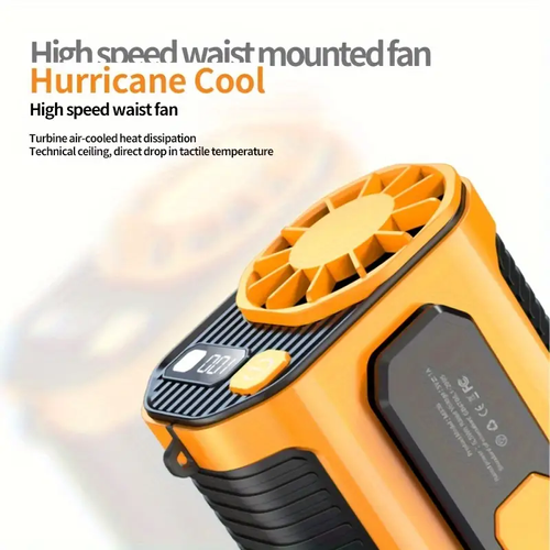 5000mAh Rechargeable Battery Powered Cresee Portable Waist Clip Fan with Super Long Standby, Built-in Flashlight, Wearable Body Belt for Work, Hiking, Fishing, Night Fishing, Camping