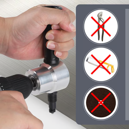Double Head Sheet Metal Nibbler Cutter 360 Degree Adjustable Power Drill Nibbler Cutting Tools Kit Drill Attachment with Wrench for Straight Curve and Circle Cutting