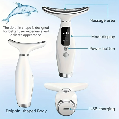 7-in-1 Beauty Neck & Face Massager - USB Rechargeable, Constant Temperature Heating & Vibration for Skincare - Perfect Gift for Women