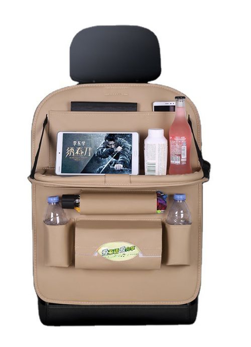 Universal Foldable PU Leather Car Backseat Anti Kick Storage Bags Car Back Seat Organizer