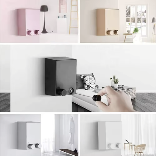 Wall Mounted No Punching Retractable Clothesline Balcony Automatic Telescopic Balcony Steel Wire Rope Rack