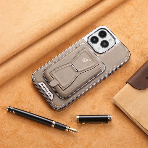 Rugged Wireless Magnetic Holder Phone Cases for iPhone 16 Pro Max 15 14 13 Men Business Leather Shockproof Cover With Card Slots