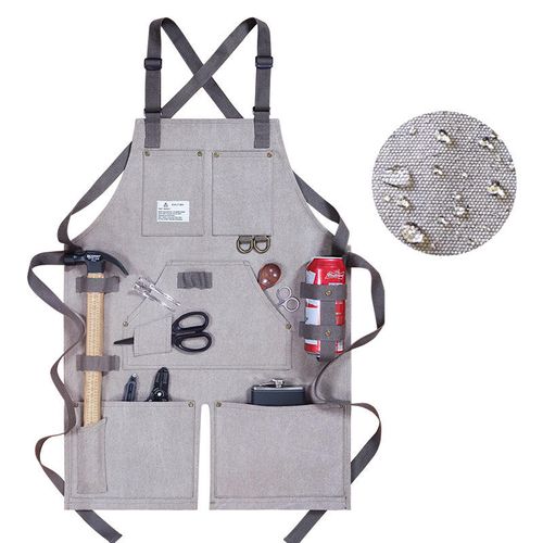 Work apron, adjustable leather, multiple pockets, protects the user