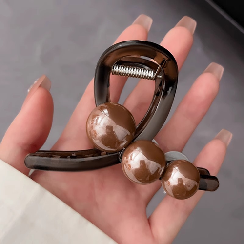 Elegant Temperament Bead Grab Clip Medium Pin Hair Shark Clip for Women Use