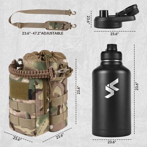 Camo Tactical Water Bottle Bag With Water Bottle Set for Travel Hiking Camping Hunting