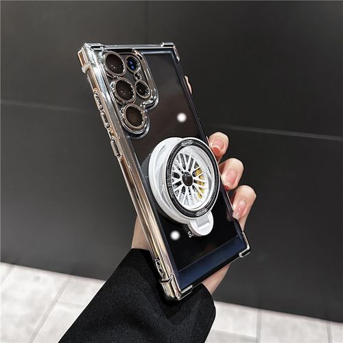 Rotatable Car Wheel Stress Relief Spinners Shockproof Clear Ring Phone Case for Samsung Galaxy S25 S24 Ultra with Lens Protector