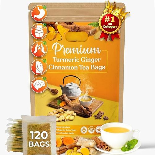Premium Turmeric Ginger Cinnamon Tea Improve Digestion, Support Brain, Weight, Skin and Sleep