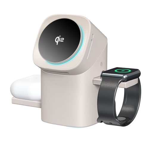 Qi2 3 in 1 Auto Rotation Wireless Charger 3 Motors Inside for Apple Watch for Samsung Watch for Earphones With Fan and Night Led