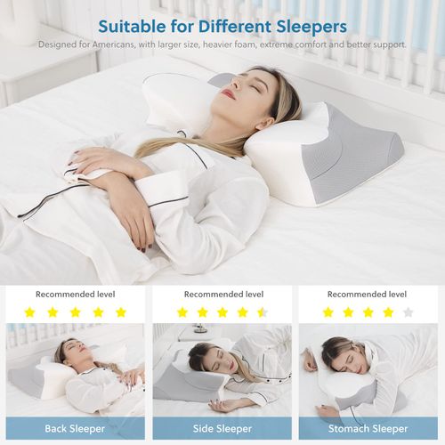 Ergonomic Contour Pillow  Cervical Memory Foam Pillow for Neck and Shoulder Pain