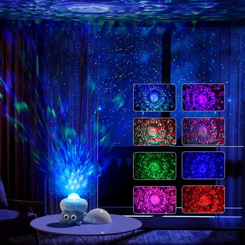 Water Ocean Ripple Water Pattern Light Ripple Projector Octopus Ocean Projection Lamp with Bluetooth Speaker for Kids Room