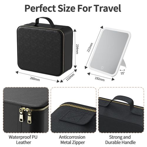 Portable Beauty Light up Travel Storage Lighted Box Vanity Makeup Bag Case With Led Light Mirror