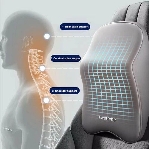 Car Headrest Back Pad Memory Foam Neck Pillow Office Cervical Lumbar Support Set Ventilation Function Car Interior Accessories