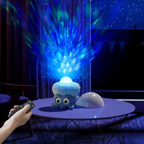 Water Ocean Ripple Water Pattern Light Ripple Projector Octopus Ocean Projection Lamp with Bluetooth Speaker for Kids Room