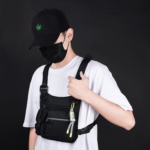 Fuliya Water Resistant Men's Sports Front Chest Rig Front Running Bag Lightweight Vest Pocket Pack Mens Tactical Vest Bag