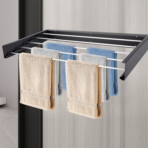 Hot Selling Rotary Airer Clothes Rack Wall Mounted Extendable Towel Rack Iron Kitchen Bathroom Storage Bag Storage Features