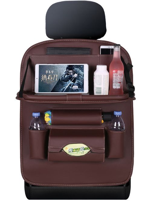Universal Foldable PU Leather Car Backseat Anti Kick Storage Bags Car Back Seat Organizer
