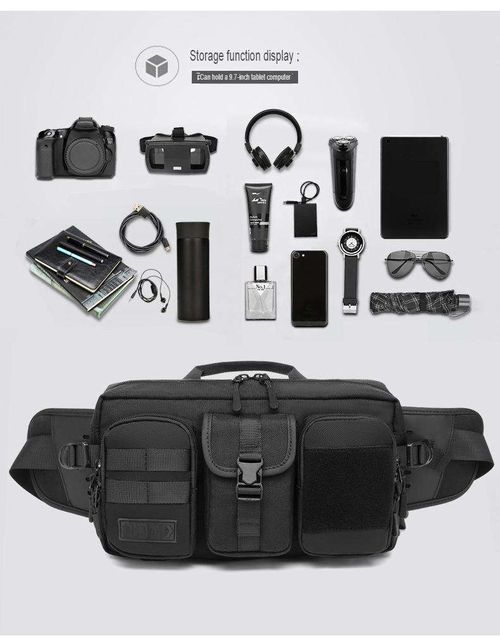 High Quality  Fashion Tactical Waist Bag for Men Waterproof Oxford Sporty Belt Hip Messenger Shoulder Zipper Closure for