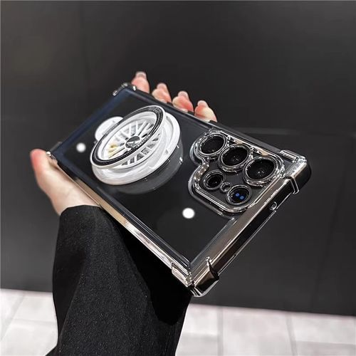 Rotatable Car Wheel Stress Relief Spinners Shockproof Clear Ring Phone Case for Samsung Galaxy S25 S24 Ultra with Lens Protector
