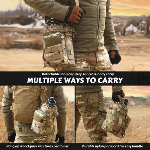Camo Tactical Water Bottle Bag With Water Bottle Set for Travel Hiking Camping Hunting
