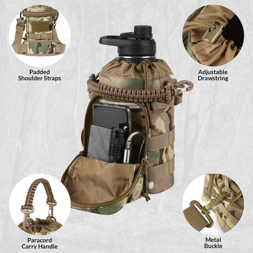Camo Tactical Water Bottle Bag With Water Bottle Set for Travel Hiking Camping Hunting