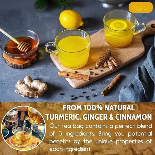 Premium Turmeric Ginger Cinnamon Tea Improve Digestion, Support Brain, Weight, Skin and Sleep