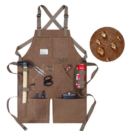 Work apron, adjustable leather, multiple pockets, protects the user