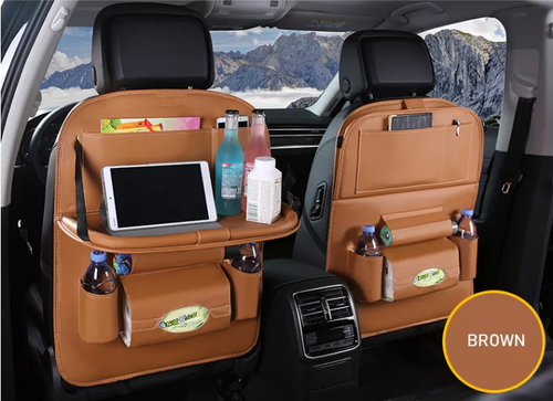 Universal Foldable PU Leather Car Backseat Anti Kick Storage Bags Car Back Seat Organizer
