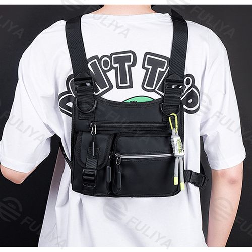 Fuliya Water Resistant Men's Sports Front Chest Rig Front Running Bag Lightweight Vest Pocket Pack Mens Tactical Vest Bag