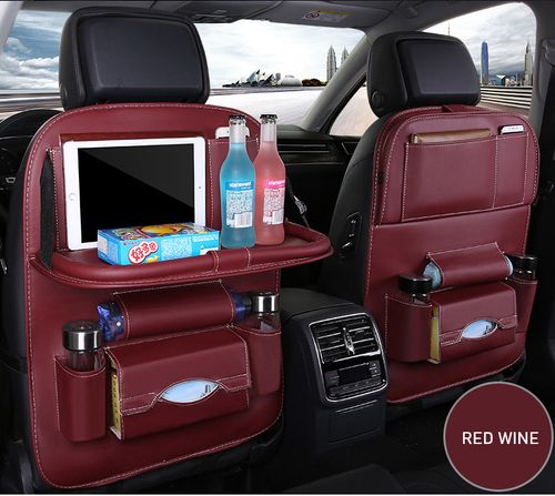 Universal Foldable PU Leather Car Backseat Anti Kick Storage Bags Car Back Seat Organizer