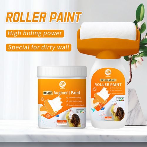 Wall Repair Paint with Large Roller Rolling Brush Roller Paste Portable Wall Paint Tool for Repairing Latex Paint Wall 500ml