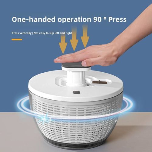 Large Capacity Manual Plastic Kitchen Gadget Stainless Steel Household Vegetable Fruit Spinner Dehydrator Drain Salad Basket