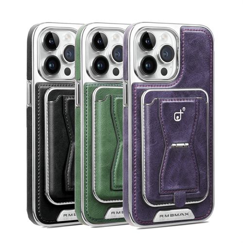 Rugged Wireless Magnetic Holder Phone Cases for iPhone 16 Pro Max 15 14 13 Men Business Leather Shockproof Cover With Card Slots