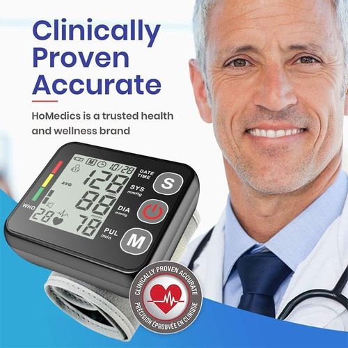 High Precision Automatic Wrist Blood Pressure Monitor  Electronic Sphygmomanometer Backlit Display Electric Cuff