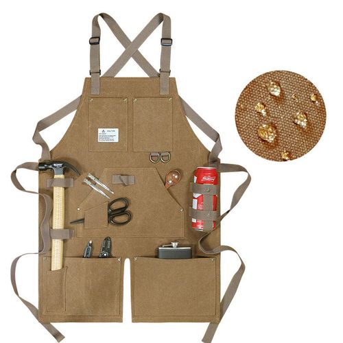 Work apron, adjustable leather, multiple pockets, protects the user