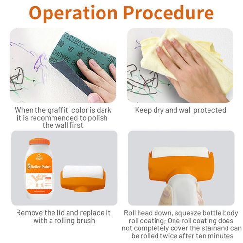 Wall Repair Paint with Large Roller Rolling Brush Roller Paste Portable Wall Paint Tool for Repairing Latex Paint Wall 500ml