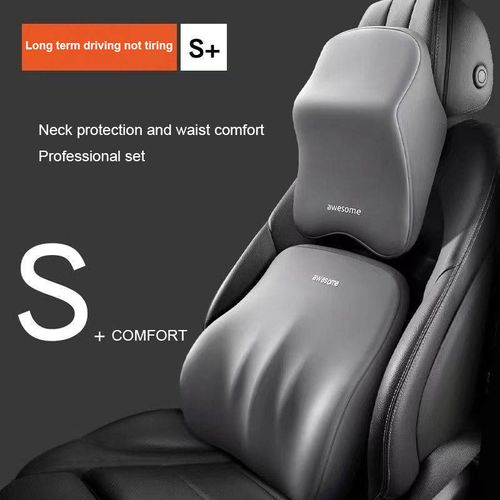Car Headrest Back Pad Memory Foam Neck Pillow Office Cervical Lumbar Support Set Ventilation Function Car Interior Accessories