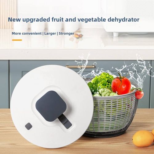 Large Capacity Manual Plastic Kitchen Gadget Stainless Steel Household Vegetable Fruit Spinner Dehydrator Drain Salad Basket