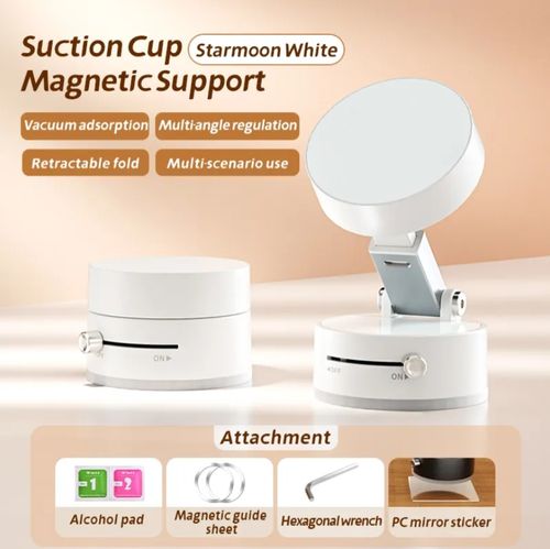 2025 New 360 Adjustable ABS Mobile Phone Holder Vacuum Magnetic Suction Car Stand Compatible for iPhone Stable Flexible Alloy PC