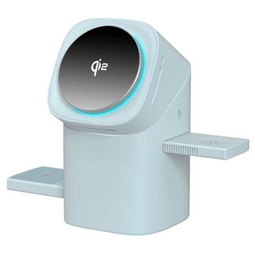 Qi2 3 in 1 Auto Rotation Wireless Charger 3 Motors Inside for Apple Watch for Samsung Watch for Earphones With Fan and Night Led