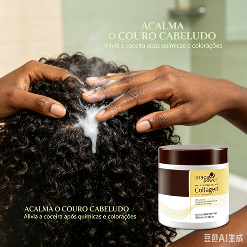 Máscara Capilar Reparadora Maca e Colagénio 500ml | Cuidado para Cachos Danificados, Entrega em Casa em Luanda