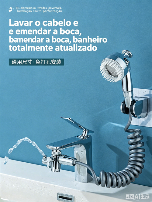Kit Chuveiro Manual para Pia, Sistema de Lavagem de Cabelo com 3 Modos de Água, Instalação Sem Perfuração | Entrega Domiciliar em Luanda