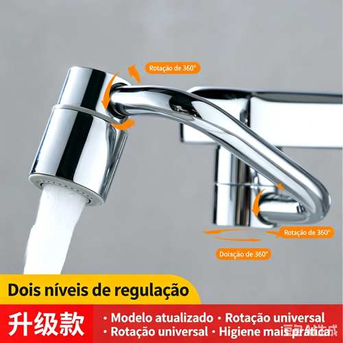 Bico Extensor de Torneira com Braço Mecânico 1080° Duas Saídas de Água Latão Universal para Pia e Lavatório, Entrega Domiciliar em Luanda