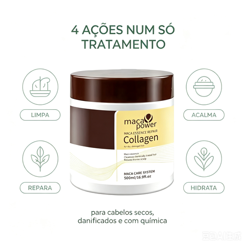 Máscara Capilar Reparadora Maca e Colagénio 500ml | Cuidado para Cachos Danificados, Entrega em Casa em Luanda